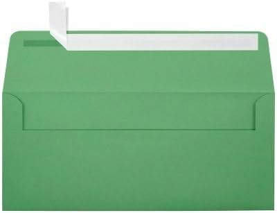 LUXPaper #10 Business Envelopes | Peel & Press | 4 1/8" x 9 1/2" | Holiday Green | 80lb. Text | 50 Qty