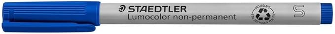 STAEDTLER Lumograph Non-Permanent Wet Erase Marker Pen, Fine Tip, Low Odor Colored Markers, Blue, 311-3