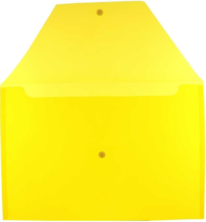 JAM PAPER Plastic Envelopes with Snap Closure - Legal Booklet - 9 3/4 x 14 1/2 - Yellow - 3/Pack