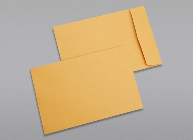 Limited Papers (TM) Booklet Envelopes, (Open Side) Brown Kraft, Gummed Seal, 28 Pound, Heavyweight, For Mailing And More. (250, 6 x 9)