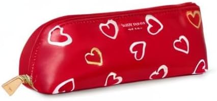 kate spade new york Pen and Pencil Case with Office Supplies for Adults, Zip Pouch Includes 2 Pencils, Sharpener, Eraser, and Ruler, Brushstroke Hearts