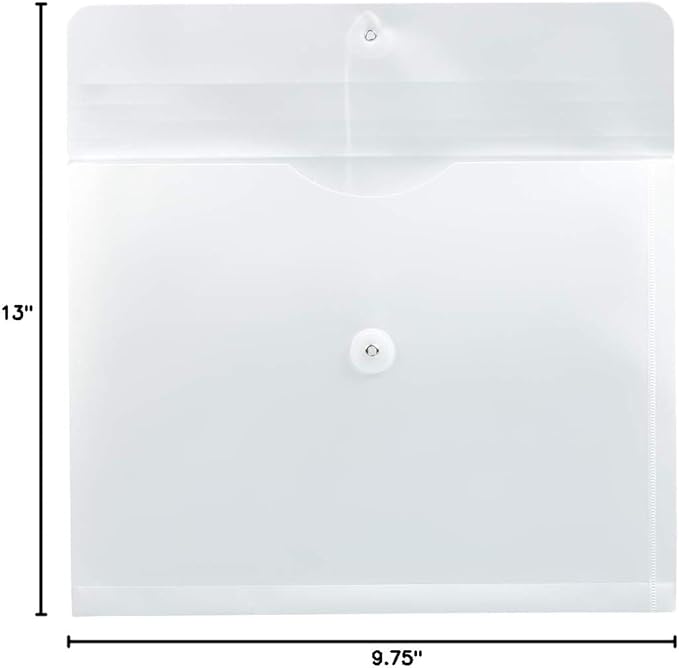 JAM PAPER Plastic Envelopes with Button & String Tie Closure - Letter Booklet - 9 3/4 x 13 - White - 12/Pack