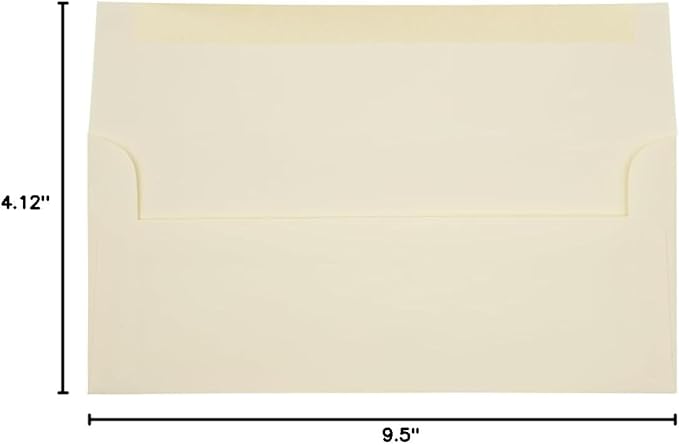 JAM PAPER #10 Business Strathmore Envelopes - 4 1/8 x 9 1/2 - Ivory Wove - 50/Pack