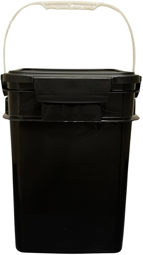 House Naturals 4 Gallon Square Buckets with lids- Made in USA Container- Pack of 10 (Black - Black lids)