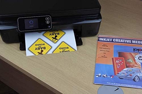 PPD Premium Printable Vinyl Sticker Paper for Inkjet Printer - 20 Sheets Glossy Sticker Paper 8.5 x 11 - Self-Adhesive, Waterproof, Tear Resistant, Instant Dry - PPD-36-20