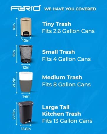 FORID 13 Gallon Trash Bags - Clear Plastic Garbage Bag Unscented Tall Medium Can Liners for Kitchen Office Home Waste Basket 5 Roll 55 Liters 80 Counts