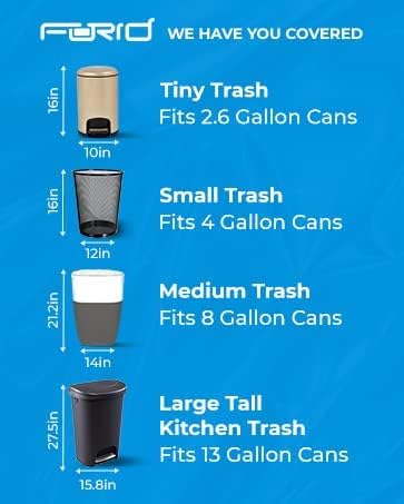 FORID Clear Small Trash Bags, 4 Gallon Garbage Bags, Wastebasket Bin Liners 330 Count Plastic Trash Bags for Bathroom Bedroom Office Trash Can 15 Liters - Durable & Thick Trash Bag
