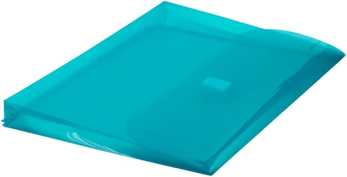JAM PAPER Plastic 3 Hole Punch Binder Envelopes with Hook & Loop Closure - Letter Booklet - 9 1/2 x 11 1/2 with 1 Inch Expansion - Teal - 12/Pack
