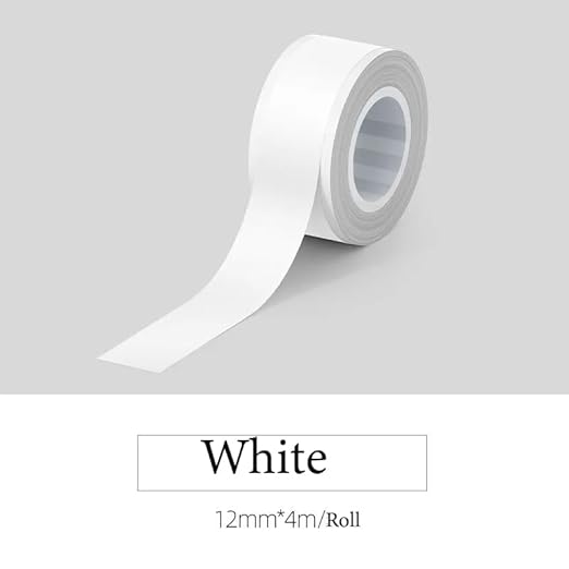 L1 Label Tape Refill for Makeid Label Maker Make ID Label Tape Refill Compatible for Makeid Label Maker (White, 12mm x 4m)