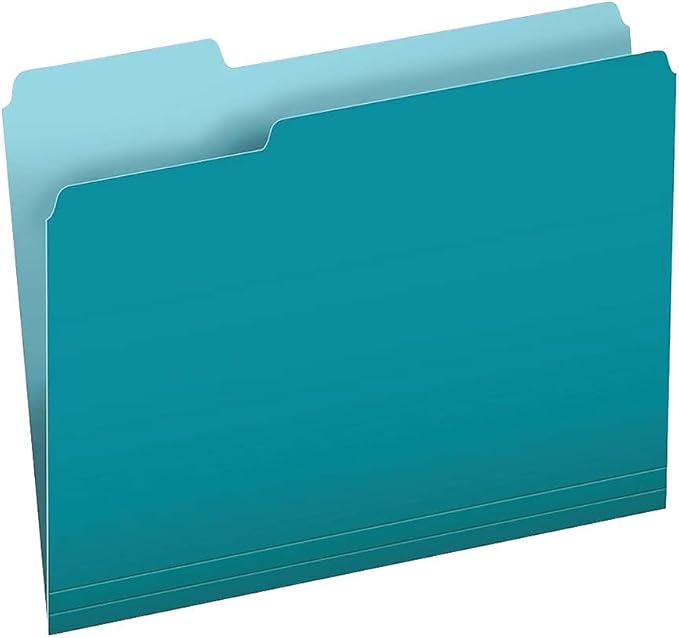 Pendaflex Two-Tone Color File Folders, Letter Size, 1/3 Cut, Teal, 100 Per box (152 1/3 TEA)