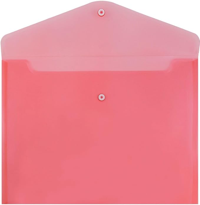 JAM PAPER Plastic Envelopes with Snap Closure - Letter Booklet - 9 3/4 x 13 - Red - 3/Pack