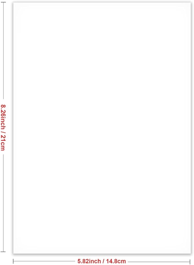 Half Letter Blank Paper, A5 100 Sheets/200 Pages Printer Paper, Unpunched, Blank Copy Paper, 100gsm, White, 5.8'' x 8.2''