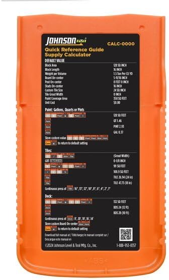 Johnson Level & Tools CALC-0000 Supply Calculator