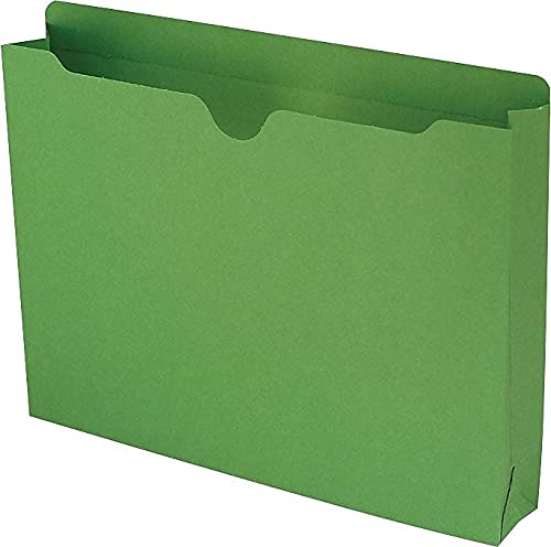 Smead File Jackets Letter Size for File Folders, Reinforced Straight-Cut Tab, 2" Expansion, Letter Size, Green, 50 Per Box (75563)