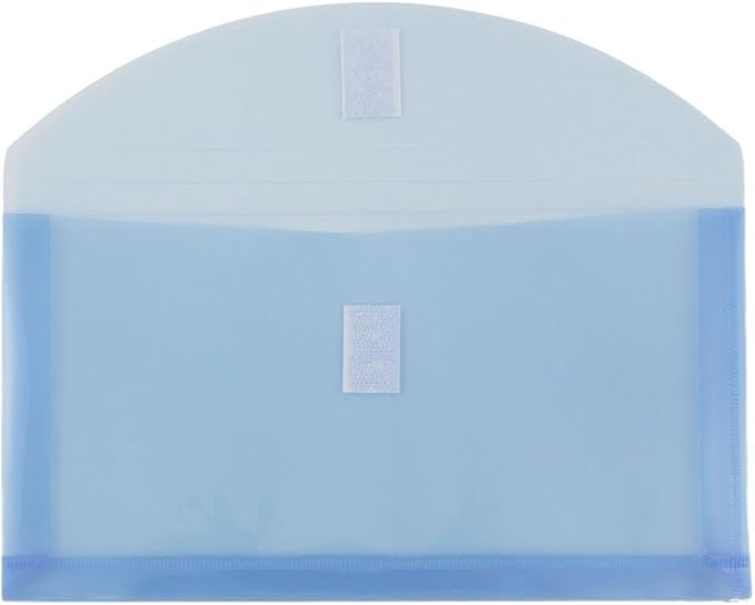 JAM PAPER Plastic Expansion Envelopes with Hook & Loop Closure - #10 Booklet Wallet - 5 1/4 x 10 with 1 Inch Expansion - Blue - 3/Pack