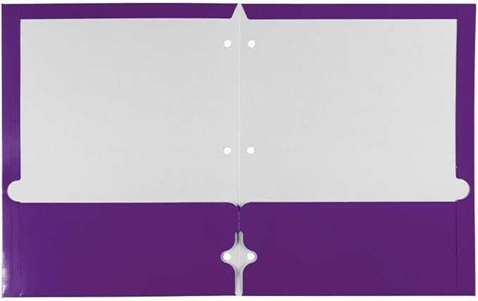 JAM PAPER Laminated Two Pocket Glossy 3 Hole Punch School Folders - Purple - 3/Pack