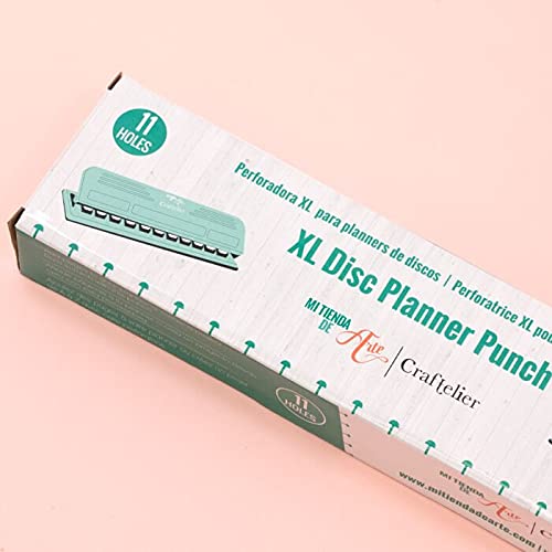 Craftelier - XL Disc Planner Hole Punch | Adjustable Hole Puncher for Discbound Notebooks & Journaling Supplies | Punches up to 3 Sheets of 90 g/m2 | Aprox. Size 12.60" x 3.54" x 1.97"