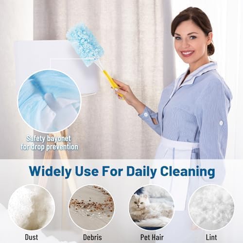 Duster Refill for Swiffer Duster Refill,360 Dusters Heavy Duty Refills, Multi Surface Disposable Duster Kit Unscented for Home, Office, Furniture (60 Count + 2 Handle)