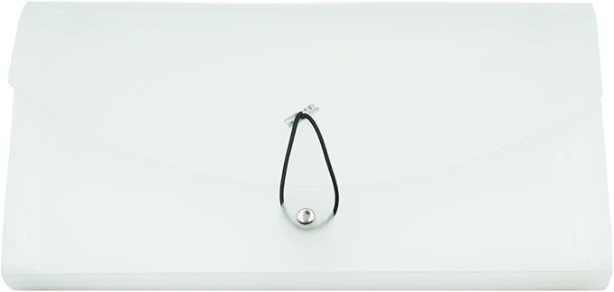 Small Accordion File Organizer - 13 Pocket Expanding Folder for Receipts, Bills, and Envelopes - Money Saving Binder (White)