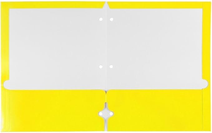 JAM PAPER Laminated Two Pocket Glossy 3 Hole Punch School Folders - Yellow - 3/Pack