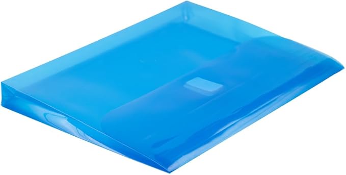 JAM PAPER Plastic 3 Hole Punch Binder Envelopes with Hook & Loop Closure - Letter Booklet - 9 1/2 x 11 1/2 with 1 Inch Expansion - Blue - 12/Pack