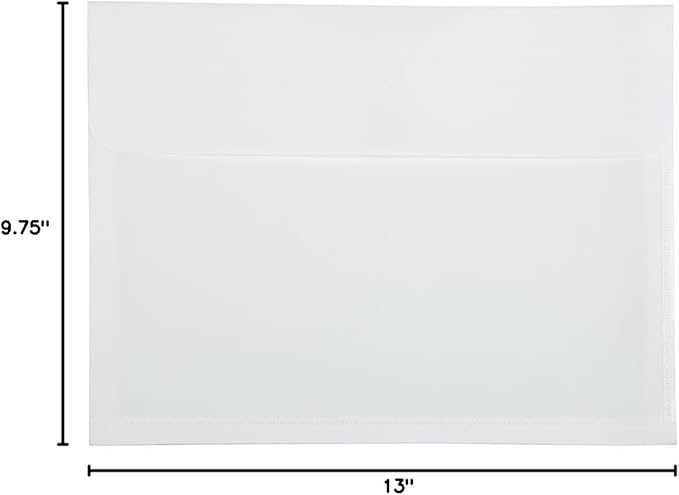 JAM PAPER Plastic Expansion Envelopes with Hook & Loop Closure - Letter Booklet - 9 3/4 x 13 with 1 Inch Expansion - White - 3/Pack