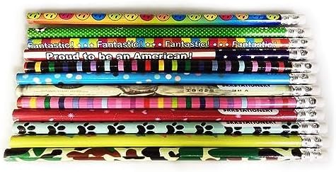 SKKSTATIONERY Assorted Colorful Pencils, Wooden Pencil with Eraser, Pencil Assortment, Novelty Pencils, Awards & Incentives, No.2 HB, Back to school, 12 Assorted Colors 144/box.