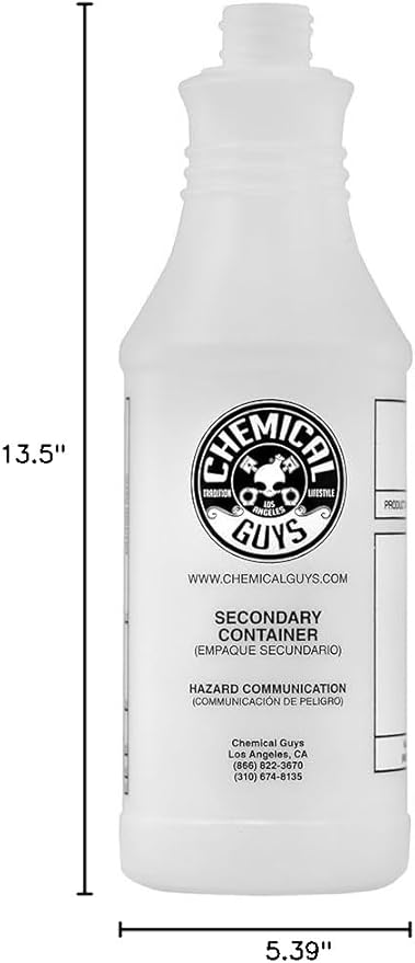 Chemical Guys Acc_130 Professional Chemical Resistant Heavy Duty Bottle and Sprayer, 32 oz