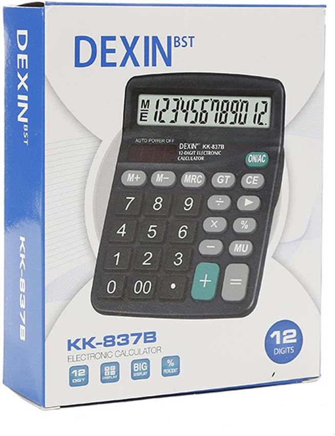 Office Desk Calculator - Dual Power Simple Financial Calculator with Big Button Large Display for Office, Home & School (Black)