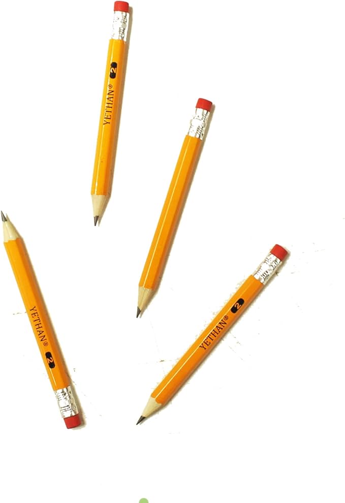 600Pcs Golf Pencils with Eraser Tops,Hexagon Wooden pencils, Pre Sharpened 2# HB Half Pencils Golf Back to School Office 4" Mini 600 count/Box