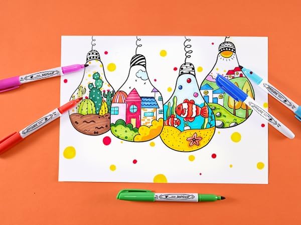 12 Colors Permanent Markers, 144 Pack colored marker sets, Assorted Colors Marker,Fine Point, Permanent Markers Bulk, Fast Dry, Waterproof, work on Plastic, Glass, Metal, Wood and Stone