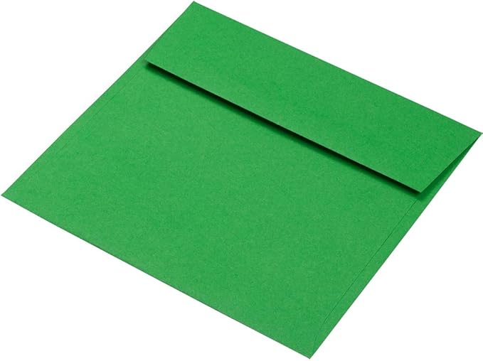 JAM PAPER 8.5 x 8.5 Square Colored Invitation Envelopes - Green Recycled - 50/Pack