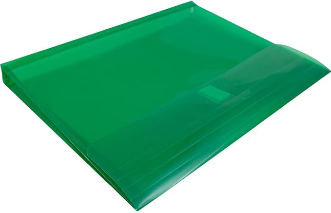 JAM PAPER Plastic Expansion Envelopes with Hook & Loop Closure - Letter Booklet - 9 3/4 x 13 with 1 Inch Expansion - Green - 12/Pack