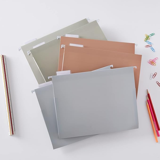 Y YOMA Letter Size - 6 Pack Extra Capacity Hanging File Folders Accordion Decorative File Folder Cute Colored Hanging Folder Organizer for Office Home with 1/5-Cut Adjustable Tabs, Natural Color