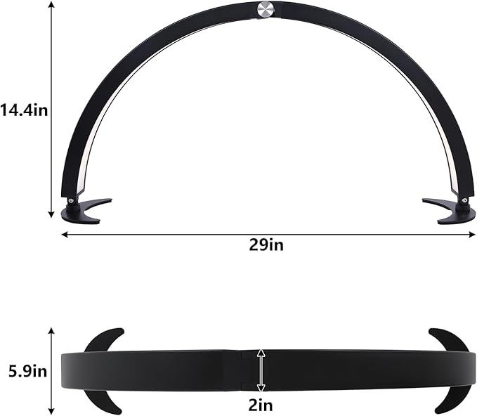 Half Moon Light for Nail Desk, 29in Half Moon Table Lamp Nail Desk Lamp with Wire Controller & Remote, Lash Light Lamp for Eyelash Extensions Tattoo PMU, 7 Cool/Warm Tones & 10 Brightness