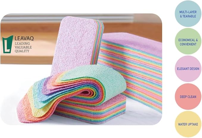 4 Pack 12-Layer Peelable Microfiber Sponges β Ultra Absorbent, Reusable Cleaning Pads for Kitchen & Household Use