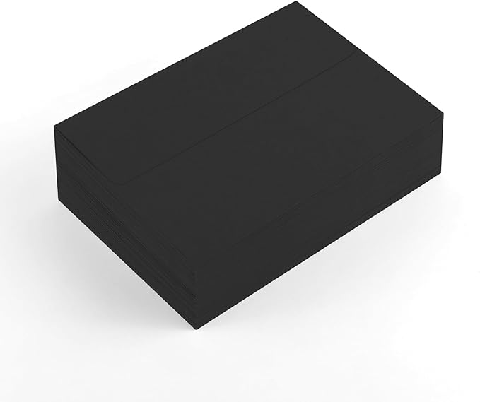 50 Pack 4x6 Envelopes, A4 Black Envelopes Self Seal for Invitation, Baby Shower, Birthday Party, Wedding, Postcards, Mailing, Greeting Cards