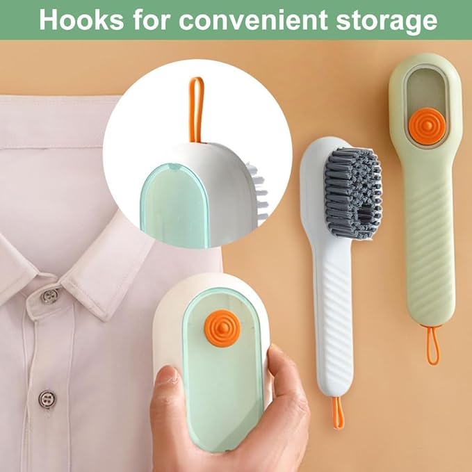 2 in 1 Multifunction Cleaning Brush, Multifunctional Cleaning Brush with Soap Dispenser, Liquid Filled Laundry Brush, Household Cleaning Clothes Shoes Brush with Liquid Box (White)