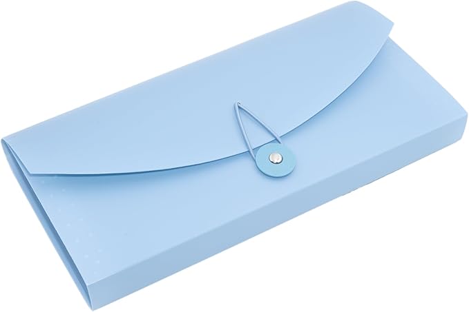 Small Accordion File Organizer - 13 Pocket Expanding Folder for Receipts, Bills, and Envelopes - Money Saving Binder (Blue)