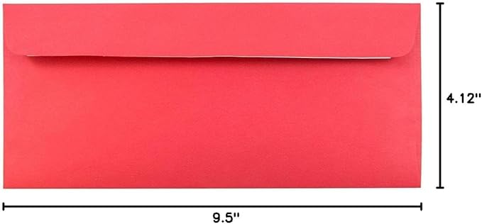 LUXPaper #10 Business Envelopes | Peel & Press | 4 1/8" x 9 1/2" | Ruby Red | 80lb. Text | 50 Qty