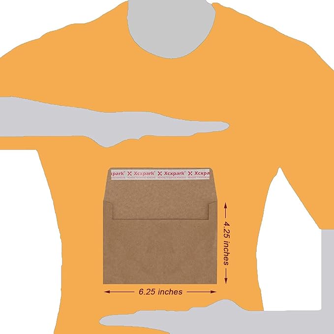 120 Qty Printable A4 Invitation Envelopes 4.25 x 6.25 Cards, Self Seal 120GSM Brown Paper Envelopes for Invitations, Papers, Photos, Documents, Wedding, Baby Shower, Easy to Seal and Peel