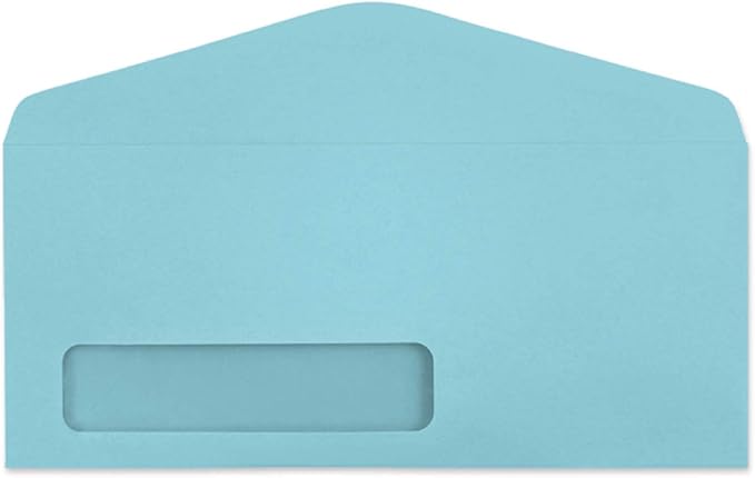 Limited Papers (TM) Regular Mailing And Business Envelopes, Left Hand Window, No. 10 (4.8 x 9.5 Inch), Gummed seal, 24 Pound, Variety of Colors And Quantities. (Blue, 500)