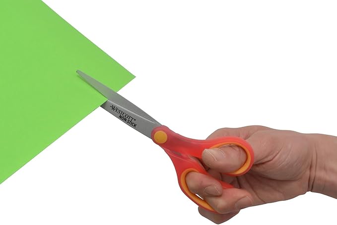 Westcott Non-Stick Student Scissors for Classroom Use, Ideal for Crafting and School Projects, Perfect for Kids Ages 12+, Back to School Supplies, 7-Inch, Assorted Colors