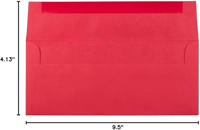 JAM PAPER #10 Business Colored Envelopes - 4 1/8 x 9 1/2 - Red Recycled - 100/Pack