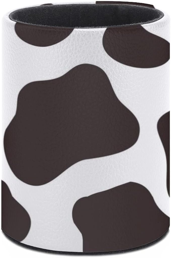 Cow Print Pen Holder Pencil Organizer Cute Pencil Cup Desk Decor Makeup Brush Holder PU Multifunctional Office Suppliesfor Home Classroom School