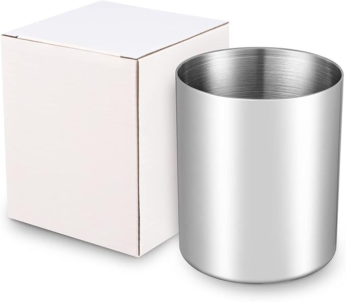 Silver Pencil Holder for Desk,304 Stainless Steel Desktop Pen Holder,Pencil Holder,Pencil Cup,Pencil Pot, Makeup Brush Holder,Stationery Organizer