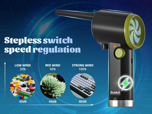 Svinkal Compressed air Duster Electric, Computer air Blower Gun, air Blower for Computer Keyboard, Cordless air Duster, for Cleaning Camera Toys Greenery Computer Keyboard, etc(Brushless Motor)