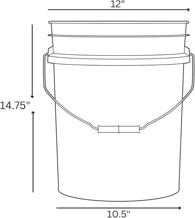 House Naturals 5 Gallon Lime Color Buckets- Pack of 3- Made in USA (5 Gallon, 3, Without Lids)