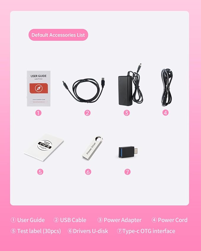 Bluetooth Thermal Label Printer, Wireless 4x6 Shipping Label Printer for Small Business Shipping Packages, Compatible with iPhone, Android, Mac, Windows, Etsy, Ebay, Shopify, USPS (Pink)