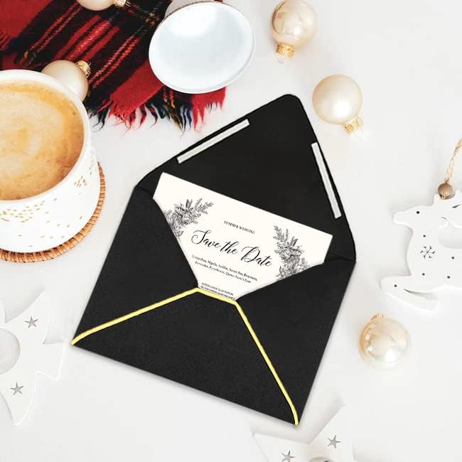 50 Pack A6 Black Invitation 4x6 Envelopes - Self Seal, V flap,Perfect for Baby Shower, 4x6 Cards, Weddings, Birthday, Graduation, 6.5 x 4.75 (Black)